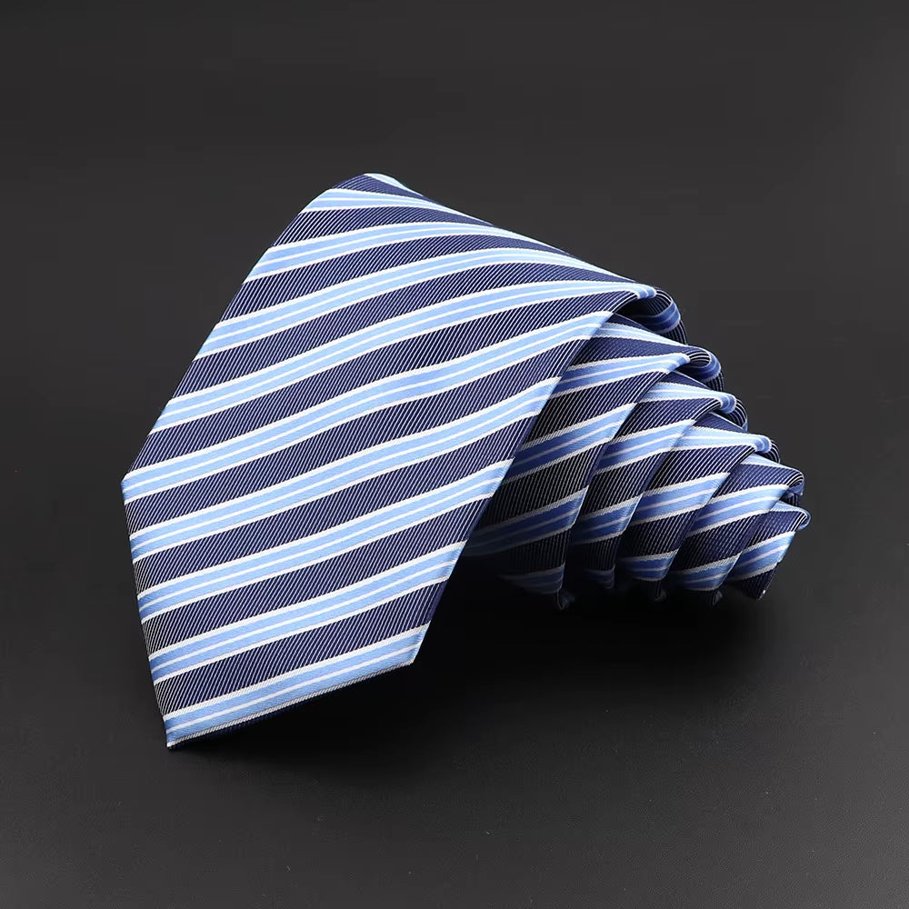 Classic Silk Men Plaid Neck Ties 8Cm Striped Tie for Men Formal Wear Business Suit Wedding Party Gravatas Male Gift Accessory