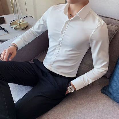 Stylish Slim Fit Long Sleeve Men's Dress Shirts - Perfect for Business and Formal Occasions