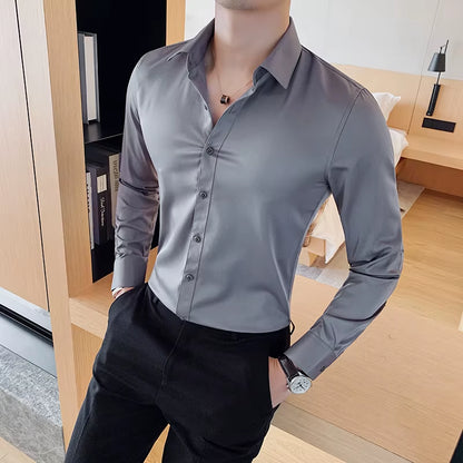 Stylish Slim Fit Long Sleeve Men's Dress Shirts - Perfect for Business and Formal Occasions