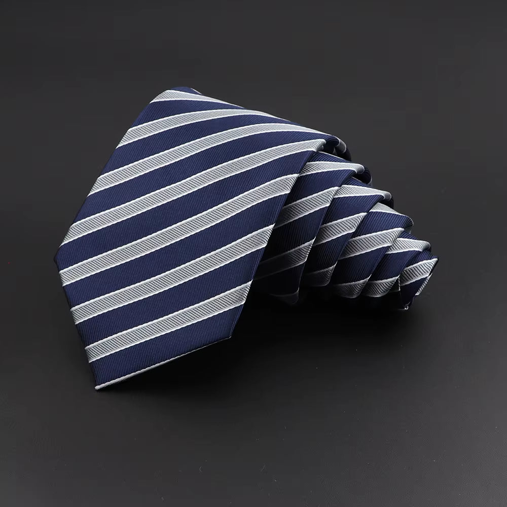 Classic Silk Men Plaid Neck Ties 8Cm Striped Tie for Men Formal Wear Business Suit Wedding Party Gravatas Male Gift Accessory