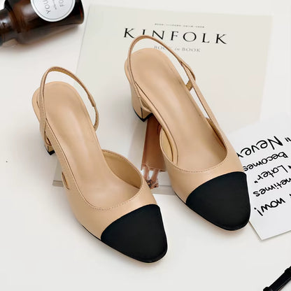 Famous Brand Black/Apricot Mixed Color Sandals Women Square Toe Cutout Summer Shoes Chunky Heel Gladiator Sandalias Mujer 165