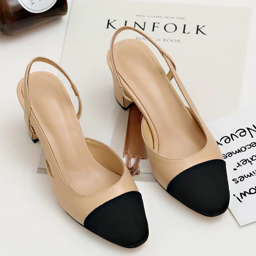 Famous Brand Black/Apricot Mixed Color Sandals Women Square Toe Cutout Summer Shoes Chunky Heel Gladiator Sandalias Mujer 165