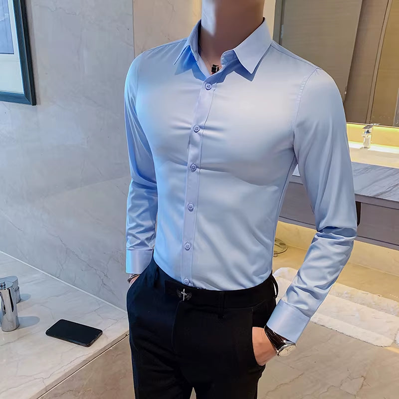 Stylish Slim Fit Long Sleeve Men's Dress Shirts - Perfect for Business and Formal Occasions