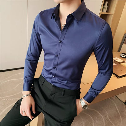 Stylish Slim Fit Long Sleeve Men's Dress Shirts - Perfect for Business and Formal Occasions