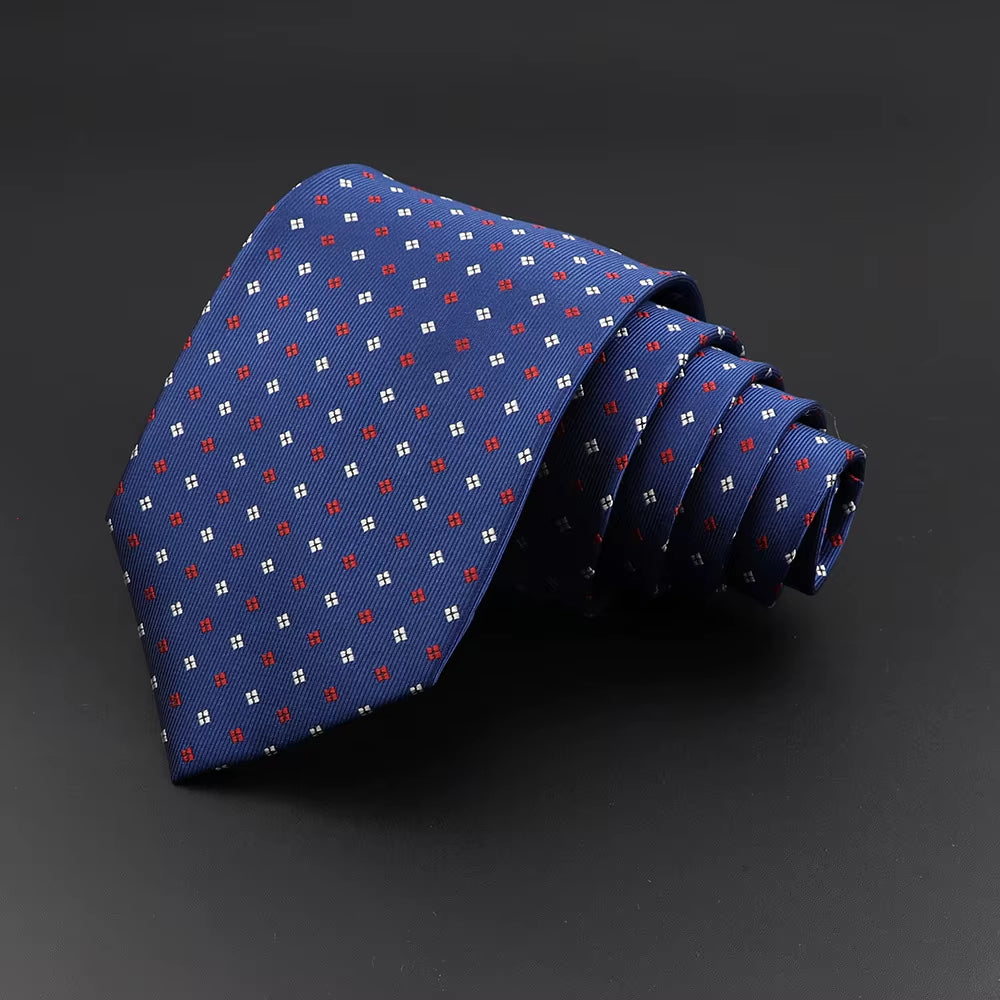 Classic Silk Men Plaid Neck Ties 8Cm Striped Tie for Men Formal Wear Business Suit Wedding Party Gravatas Male Gift Accessory