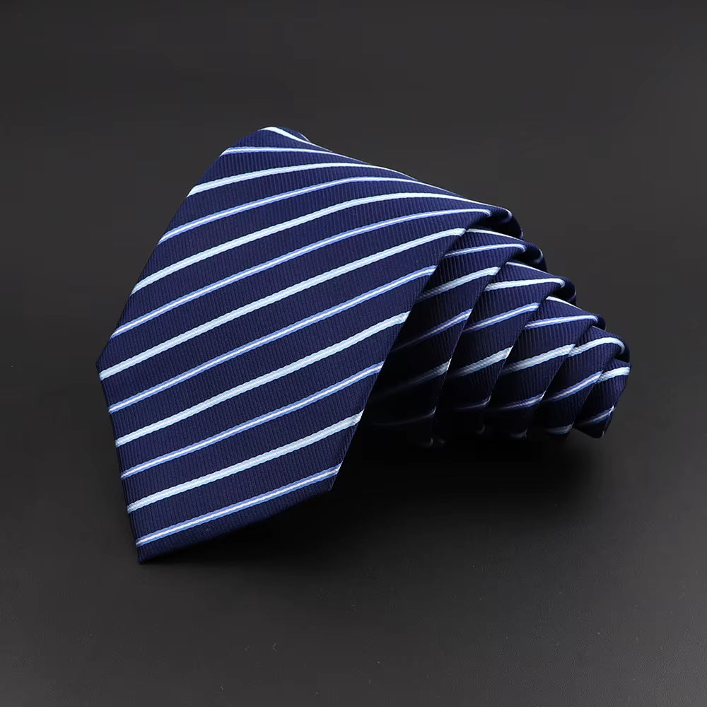 Classic Silk Men Plaid Neck Ties 8Cm Striped Tie for Men Formal Wear Business Suit Wedding Party Gravatas Male Gift Accessory