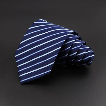 Classic Silk Men Plaid Neck Ties 8Cm Striped Tie for Men Formal Wear Business Suit Wedding Party Gravatas Male Gift Accessory