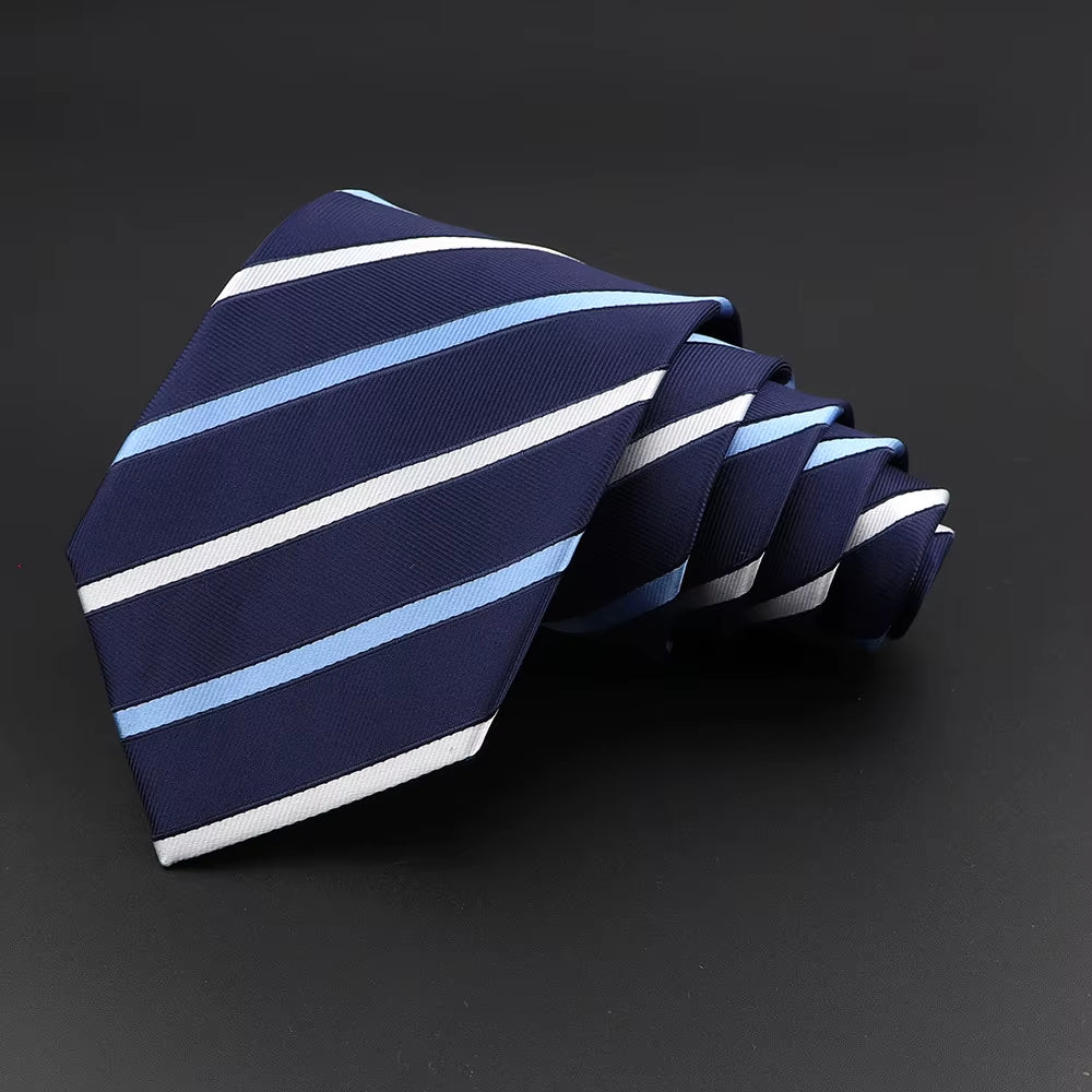 Classic Silk Men Plaid Neck Ties 8Cm Striped Tie for Men Formal Wear Business Suit Wedding Party Gravatas Male Gift Accessory