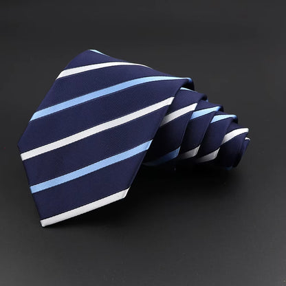 Classic Silk Men Plaid Neck Ties 8Cm Striped Tie for Men Formal Wear Business Suit Wedding Party Gravatas Male Gift Accessory