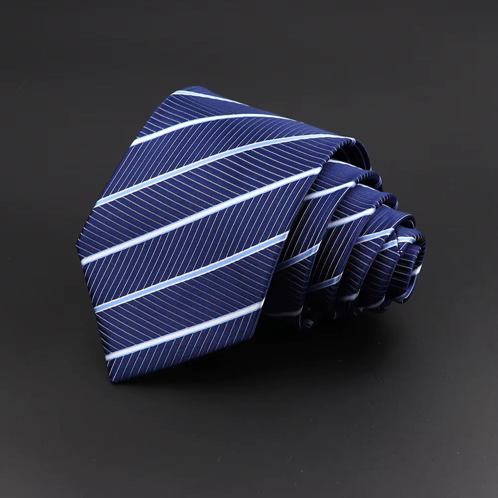 Classic Silk Men Plaid Neck Ties 8Cm Striped Tie for Men Formal Wear Business Suit Wedding Party Gravatas Male Gift Accessory