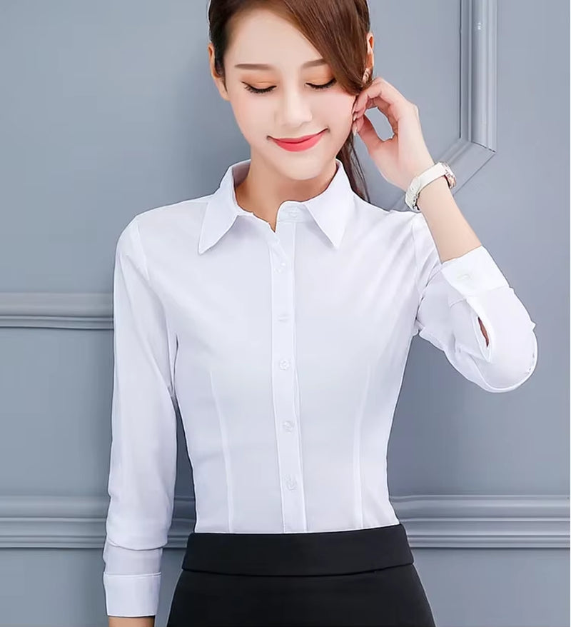 Women Shirts White Shirt Women Long Sleeve Shirts Ladies Tops Pink Shirt Blouse Woman Basic 2025 Fashion Woman Clothing Blouses