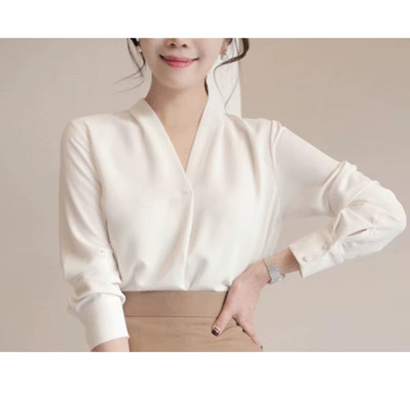 Women Shirts Long Sleeve Solid White Chiffon Office Blouse Women Clothes Womens Tops and Blouses Blusas Mujer De Moda 2024 A403