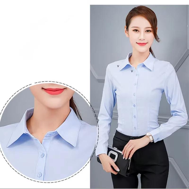 Women Shirts White Shirt Women Long Sleeve Shirts Ladies Tops Pink Shirt Blouse Woman Basic 2025 Fashion Woman Clothing Blouses