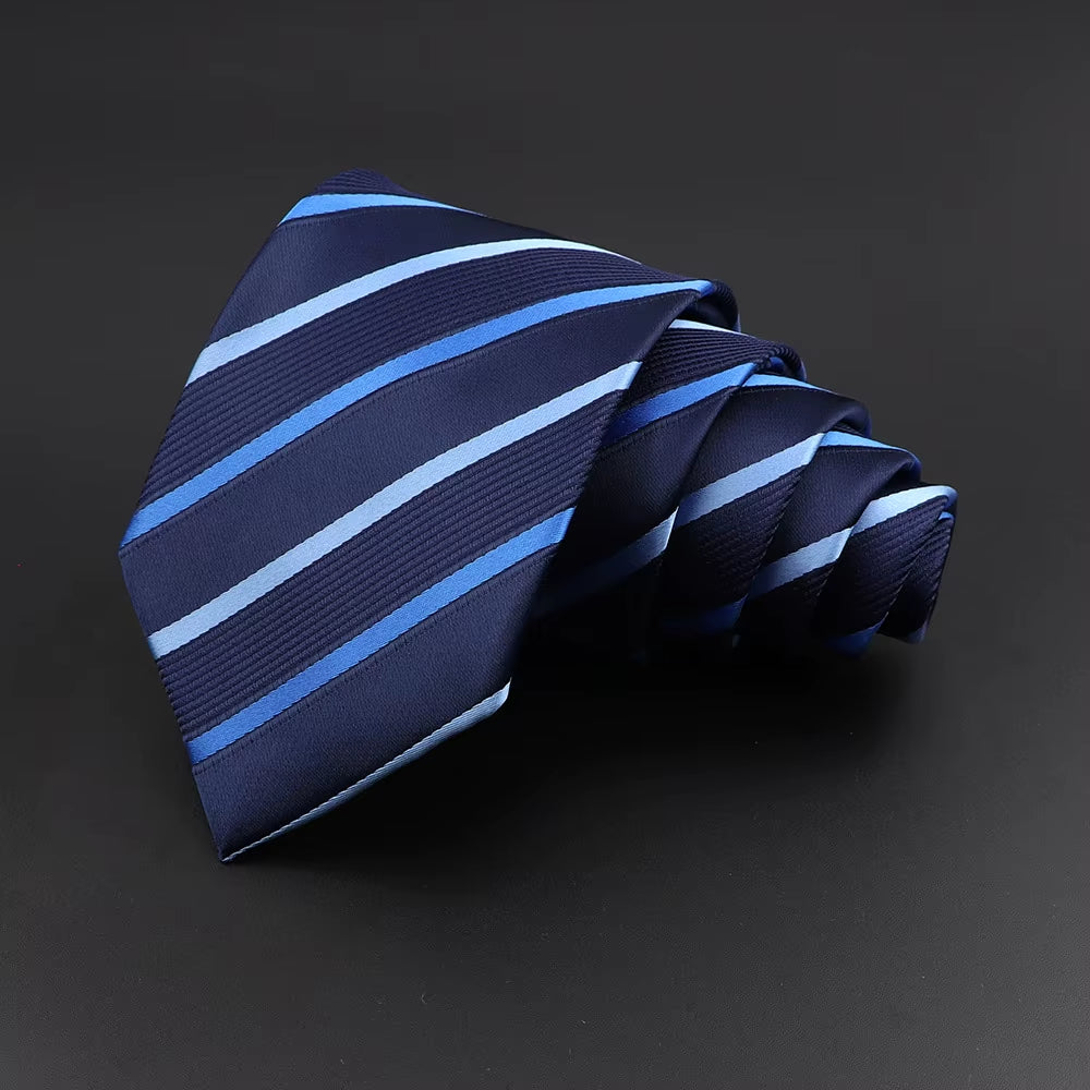 Classic Silk Men Plaid Neck Ties 8Cm Striped Tie for Men Formal Wear Business Suit Wedding Party Gravatas Male Gift Accessory