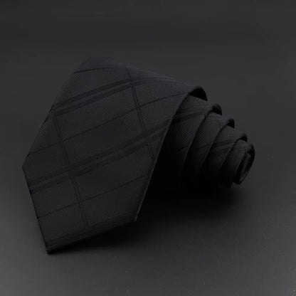 Classic Silk Men Plaid Neck Ties 8Cm Striped Tie for Men Formal Wear Business Suit Wedding Party Gravatas Male Gift Accessory