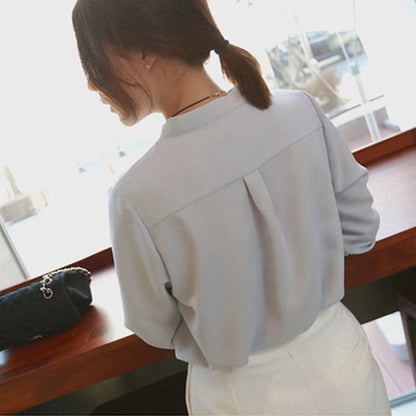 Women Shirts Long Sleeve Solid White Chiffon Office Blouse Women Clothes Womens Tops and Blouses Blusas Mujer De Moda 2024 A403