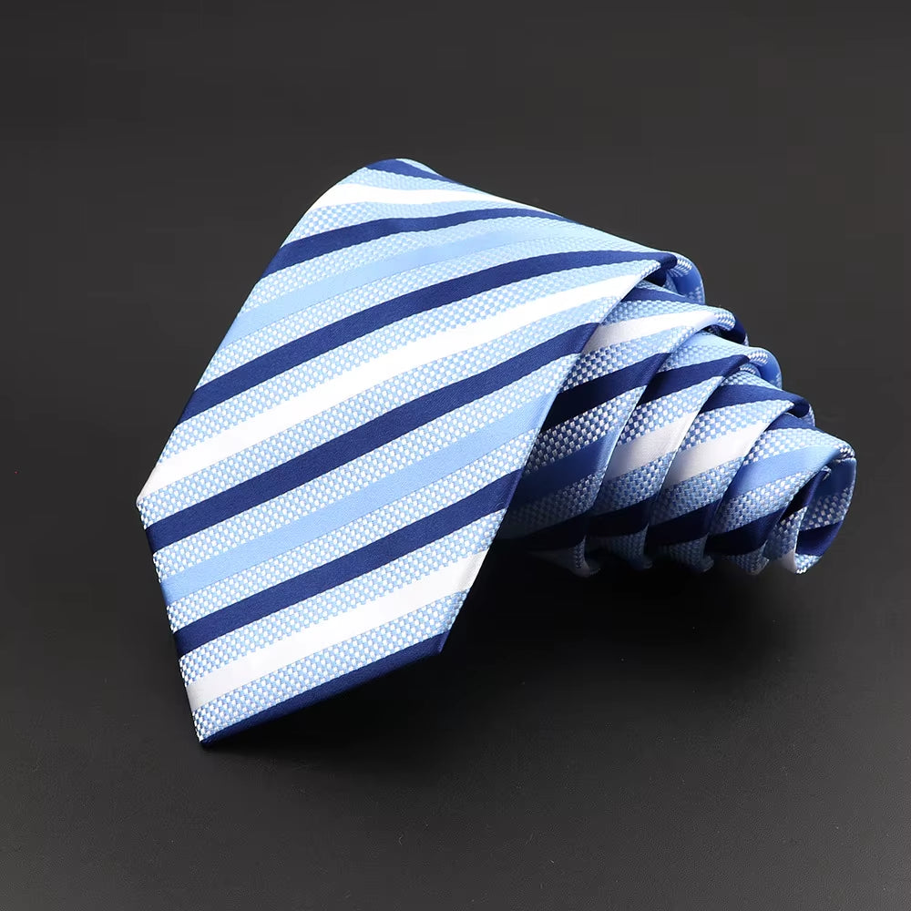 Classic Silk Men Plaid Neck Ties 8Cm Striped Tie for Men Formal Wear Business Suit Wedding Party Gravatas Male Gift Accessory