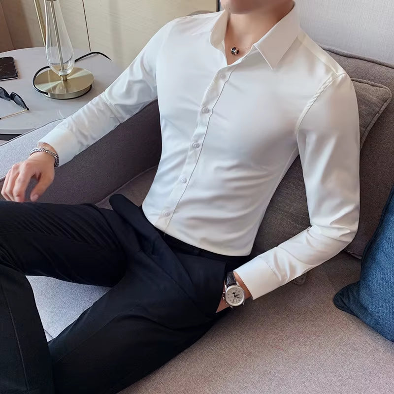 Stylish Slim Fit Long Sleeve Men's Dress Shirts - Perfect for Business and Formal Occasions