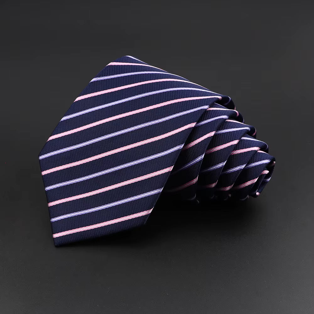 Classic Silk Men Plaid Neck Ties 8Cm Striped Tie for Men Formal Wear Business Suit Wedding Party Gravatas Male Gift Accessory