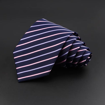Classic Silk Men Plaid Neck Ties 8Cm Striped Tie for Men Formal Wear Business Suit Wedding Party Gravatas Male Gift Accessory