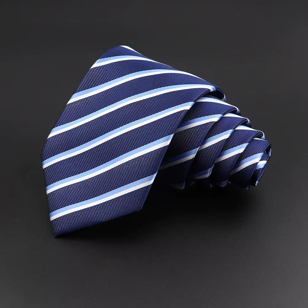 Classic Silk Men Plaid Neck Ties 8Cm Striped Tie for Men Formal Wear Business Suit Wedding Party Gravatas Male Gift Accessory