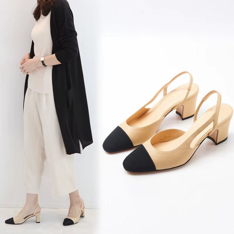 Famous Brand Black/Apricot Mixed Color Sandals Women Square Toe Cutout Summer Shoes Chunky Heel Gladiator Sandalias Mujer 165