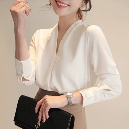 Women Shirts Long Sleeve Solid White Chiffon Office Blouse Women Clothes Womens Tops and Blouses Blusas Mujer De Moda 2024 A403