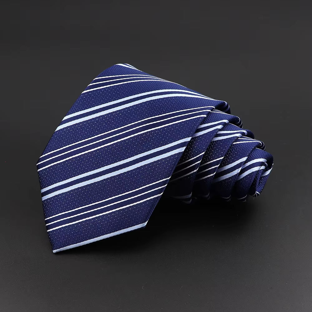 Classic Silk Men Plaid Neck Ties 8Cm Striped Tie for Men Formal Wear Business Suit Wedding Party Gravatas Male Gift Accessory