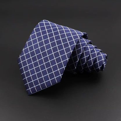 Classic Silk Men Plaid Neck Ties 8Cm Striped Tie for Men Formal Wear Business Suit Wedding Party Gravatas Male Gift Accessory
