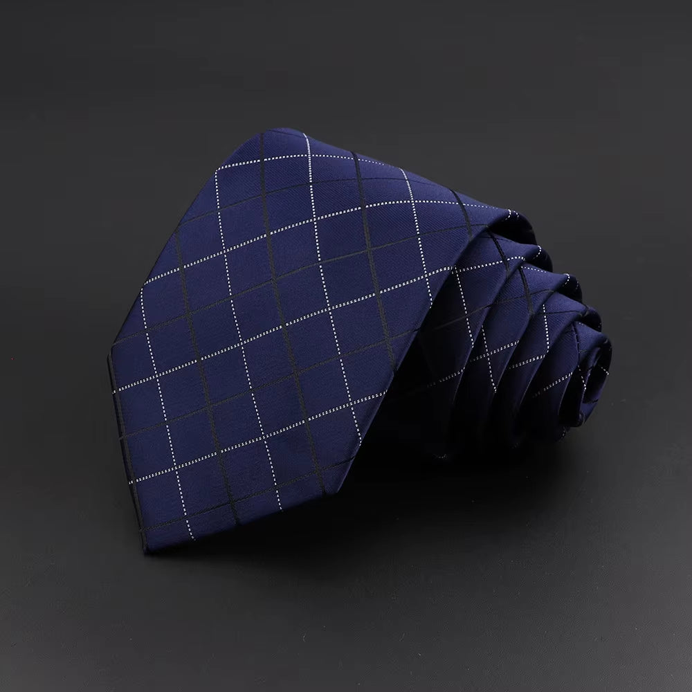 Classic Silk Men Plaid Neck Ties 8Cm Striped Tie for Men Formal Wear Business Suit Wedding Party Gravatas Male Gift Accessory