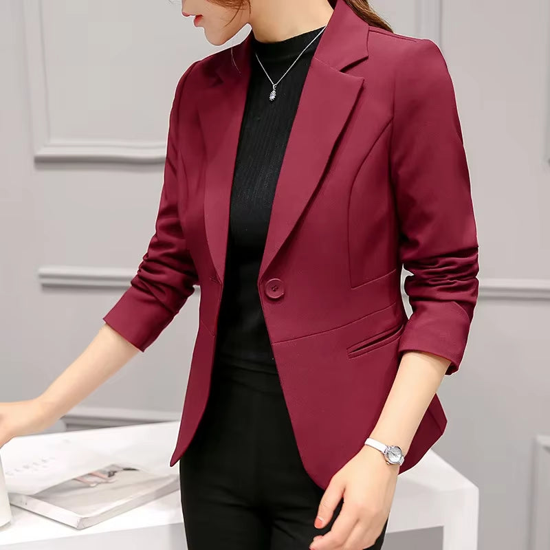 Black Women Blazer 2025 Formal Slim Blazers Lady Office Work Suit Pockets Jackets Coat Female Wine Notched Blazer Jackets Femme