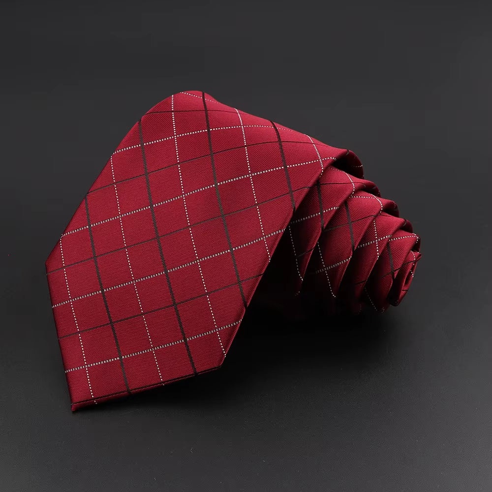 Classic Silk Men Plaid Neck Ties 8Cm Striped Tie for Men Formal Wear Business Suit Wedding Party Gravatas Male Gift Accessory