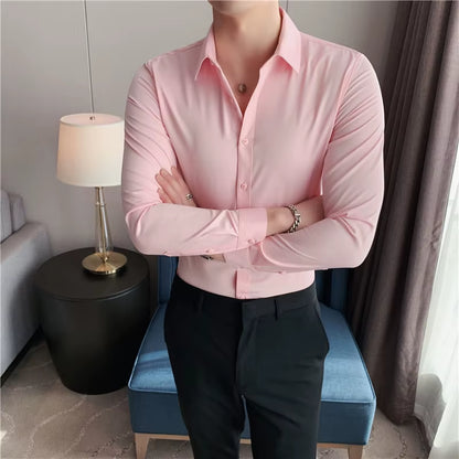 Stylish Slim Fit Long Sleeve Men's Dress Shirts - Perfect for Business and Formal Occasions