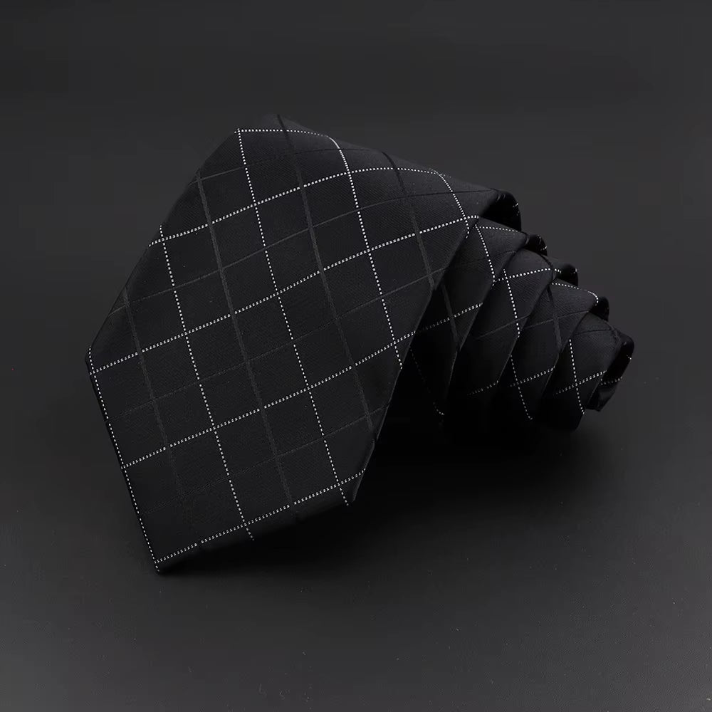 Classic Silk Men Plaid Neck Ties 8Cm Striped Tie for Men Formal Wear Business Suit Wedding Party Gravatas Male Gift Accessory