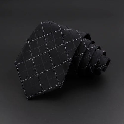 Classic Silk Men Plaid Neck Ties 8Cm Striped Tie for Men Formal Wear Business Suit Wedding Party Gravatas Male Gift Accessory